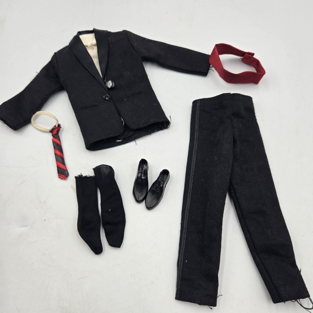 Vtg 1960s‎ Mattel Barbie Ken Tuxedo Outfit Lot Mommy Made? 7pc Shoes Hong Kong